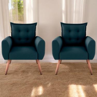 Imagem de Jogo De Poltronas Decorativas Emma Suede Petróleo