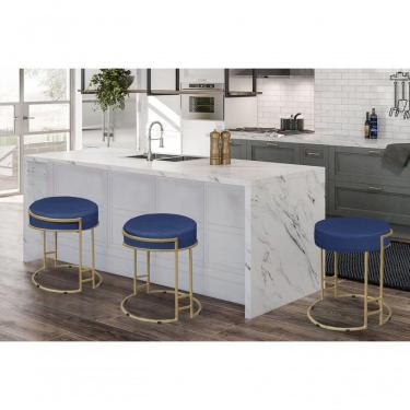 Imagem de Puff Decorativo Sarah Sala E Recepção Metal Dourado Veludo