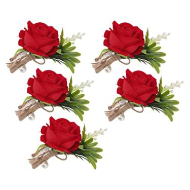 Imagem de Tnfeeon Rosa Boutonniere, Elegante Corpete de Flores Artificiais para Terno de Noivo, Rosas de Casamento de Seda Leves de 2,6 Onças, Perfeito para Casamentos, Formaturas e Eventos Formais, Conjunto