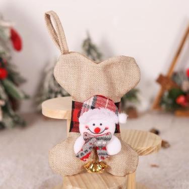 Imagem de Decorações de Natal, Papai Noel, xadrez, pano, boneca, enfeite para árvore de Natal ou centro de mesa, pingente de tecido, pelúcia festiva vermelha e branca, 1 pacote