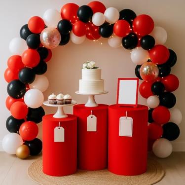 Imagem de Trio Capa Cilindro Festa Decorativas em Helanca Sublimada para Mesa Principal, OPPS® (Vermelho)