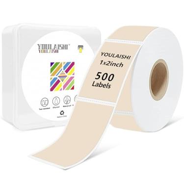 Imagem de YOULAISHI Rolo de adesivos de 2,5 x 5 cm para impressora térmica, 500 peças, etiquetas coloridas removíveis para freezer, à prova d'água, etiquetas adesivas em branco para escrever em recipientes e