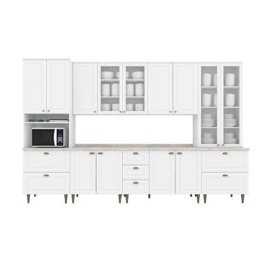 Imagem de Cozinha Modulada Americana 8 Peças 2 Aéreos + 2 Balcões+ 2 Paneleiros + 2 Complementos Com Pés C5p51 Branco2 Aéreos + 1 Balcão + 1 Complemento