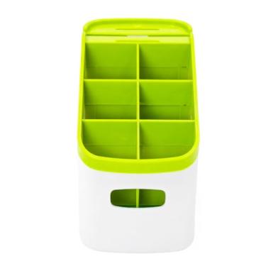 Imagem de Genérico Organizador de Talheres Extensível, Plástico Verde, 8 Compartimentos, Retangular, 44x33x8 cm, para Cozinha e Restaurante