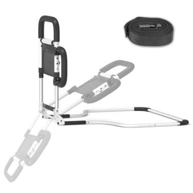 Imagem de Trilhos de cama dobráveis para idosos adultos com luz noturna de LED e três bolsos de armazenamento, trilhos de assistência de cama ajustáveis para idosos, bengala de cama portátil e resistente para