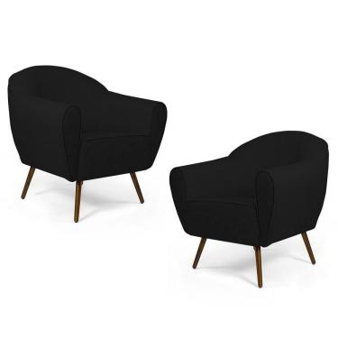 Imagem de Kit 2 Poltronas Decorativas Pés Palito Madeira Nina C-300 Veludo Preto - Domi