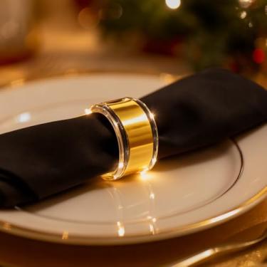 Imagem de Kit 6 Guardanapo de Tecido Mesa Posta Natal - Guardanapo de Boca em Oxford 40x40, Kit 6Lugares Decoração Natalina, Mesa de Jantar, Casamento, Café da Manhã, Festa, Ceia, Ano Novo (Preto)