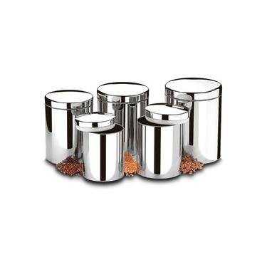 Imagem de Conjunto de Potes para Mantimentos com Tampa e Visor Brinox Suprema 5 Peças Aço Inox Inox