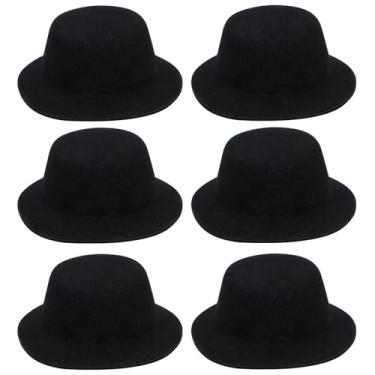 Imagem de verkelly 6 peças de chapéus formais pretos em miniatura – chapéus de festa de feltro de 13,5 cm para artesanato DIY, acessórios de cabelo e decorações de férias