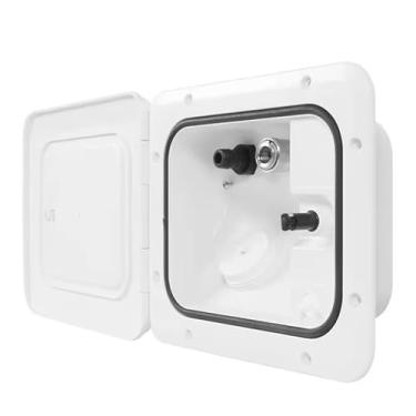 Imagem de SYAHEiPENG Enchimento de água de gravidade quadrada para trailer, entrada elétrica bloqueável com plugue de poeira, substituição de entrada de água para motorhome camper marine