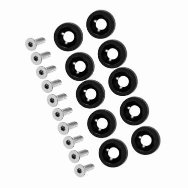 Imagem de POCREATION Parafusos de Decoração de Carro, Parafusos de Estrutura de Placa de Licença de Alumínio de Aço Inoxidável, Com 8 Opções de Cores, para Tampa do Cilindro de Ignição do Para-choque (BLACK)