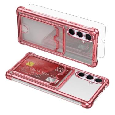 Imagem de Asuwish Capa de celular para Samsung Galaxy S21 5G 6,2 polegadas com protetor de tela de vidro temperado e suporte de cartão rígido híbrido resistente à prova de choque acessórios S 21 21S G5 mulheres