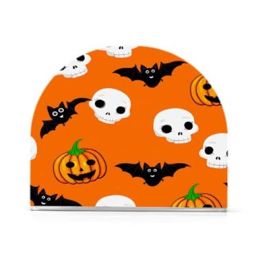 Imagem de JUZIHAI Abóboras de Halloween Porta-guardanapos para mesa Dispensador de guardanapo de acrílico para mesa Suporte de lenços independente para cozinha sala de jantar bar festa decoração de casa