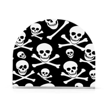 Imagem de Qilmy Porta-guardanapos de acrílico de caveira de Halloween, suporte de guardanapo de coquetel de plástico transparente para mesas de restaurante de cozinha, 2 peças