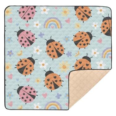 Imagem de Qilmy Tapete de brincar de bebê com estampa de insetos, 127 x 127 cm, macio à prova d'água, para bebês e crianças, antiderrapante, lavável, cercadinho