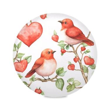 Imagem de JUZIHAI Jogo americano de pássaros para o dia dos namorados, 38 cm, redondo, conjunto de 4 tapetes de mesa de jantar antiderrapantes resistentes ao calor, laváveis e antiderrapantes para decoração de