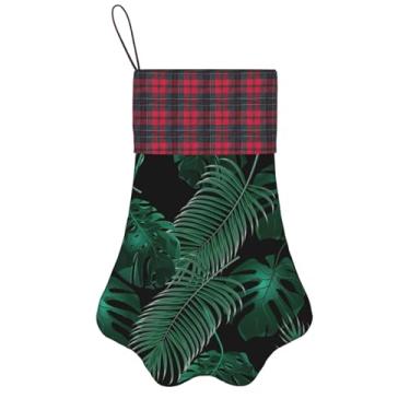 Imagem de SKKNT Meias de Natal com estampa verde de folha de banana, animais de estimação, decoração de Natal, cães, gatos, árvores, doces, presente, conveniente