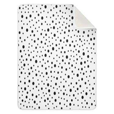 Imagem de Qilmy Cobertor de bebê de bolinhas pretas e brancas 76 x 101 cm, cobertor infantil de algodão macio para meninos e meninas, cobertor leve e quente para bebês de berço, carrinho de bebê, soneca