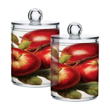 Imagem de Qilmy Qtip Suporte de 400 ml, frasco de plástico transparente para armazenamento de boticário com tampa, dispensador de recipiente de banheiro para bola de algodão, cotonete, fio dental, pacote com 2