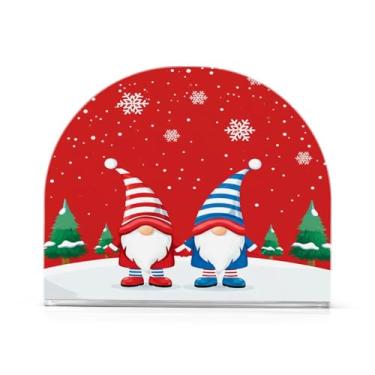 Imagem de JUZIHAI Suporte de guardanapo para mesa, gnomos de Natal, dispensador de guardanapo de acrílico, suporte de lenços de mesa independente para cozinha, jantar, bar, festa, decoração de casa