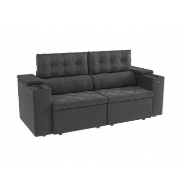 Imagem de Sofá 3 Lugares Retrátil e Reclinável Otto com Porta-Copos Bouclé Chumbo