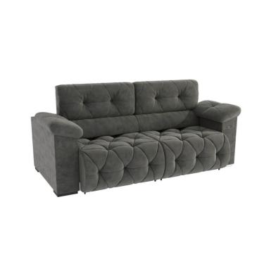 Imagem de Sofá 4 Lugares Retrátil e Reclinável Astro Bouclé Chumbo