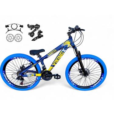 Imagem de Bicicleta Aro 26 Vikingx Tuff Freeride Câmbios Shimano 21v Freio Hidráulico Aros Vmaxx DH Pneu Flame-Unissex