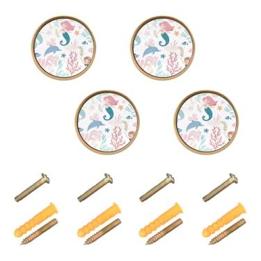 Imagem de ODAWA Pacote com 4 maçanetas decorativas de banheiro para armários com parafuso, ferragens de banheiro para cômoda de armário