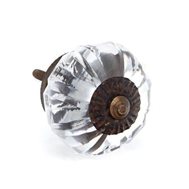 Imagem de Puxador de armário de cozinha redondo de vidro transparente, maçaneta de porta, puxadores de móveis com ferragens de bronze escuro envelhecido – Pacote com 10