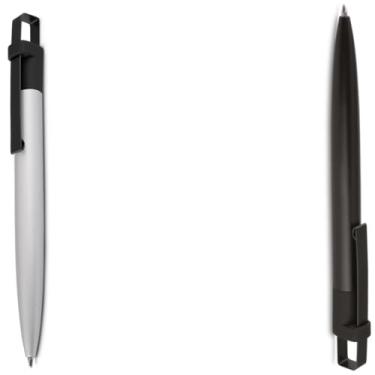 Imagem de Kit 10 Canetas Esferográficas Retráteis, Escrita Azul, Plástico com Grip Antiderrapante, Corpo Cilíndrico, Tinta à Base de Óleo, Estilo Executivo, para Escritório (Prata e Preto)