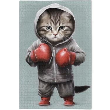 Imagem de Quebra-cabeças de arte digital gato gatinho fofo personalizado 1000 peças adultos elefante branco natureza paisagem arte animal, 75 cm x 50 cm