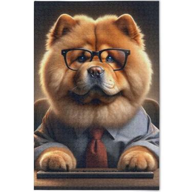 Imagem de Quebra-cabeças para adultos Chow Chow Cachorro fofo personalizado 1000 peças divertidas bobas divertidas para adultos arte impressão animal, 75 cm x 50 cm