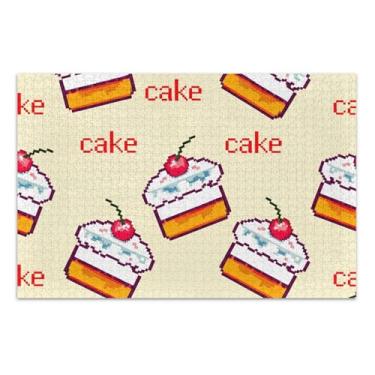 Imagem de Quebra-cabeça de 500 peças para adultos presentes de festa elefante branco bonito bolo cerejas amarelo divertido família quebra-cabeça brinquedo de arte, 51 x 35 centímetros