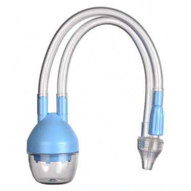 Imagem de Aspirador Nasal Infantil De Sucção Para Bebê Recém Nascido Azul Com Ponta De Silicone Macia Válvula De Proteção Higiênica Limpeza Nasal Manual Uso Diário Livre De BPA