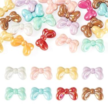 Imagem de FASHEWELRY 20 peças de contas grandes de arco de acrílico de cores mistas contas espaçadoras de laço opacas grandes contas focais para canetas, chaveiros, pulseira, colar, brinco, fabricação de joias