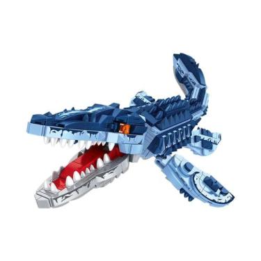 Imagem de Blocos De Montar Dinossauro Azul 805 Peças Modelo Mosassauro Quebra-Ca