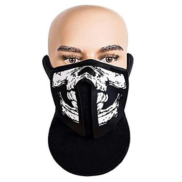 Imagem de Máscara de rosto iluminada LED Halloween com ativação por som para festa fantasia cosplay brincadeira rave motocicleta e ciclismo