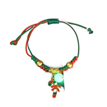 Imagem de Guirlanda do Advento Pulseira de Natal Noctilucente Sino Boneco de Neve Alce Corrente de Mão Estética Floco de Neve Pulseira Feliz Natal, Large, Corda de algodão, liga metálica, Sem Pedra Preciosa