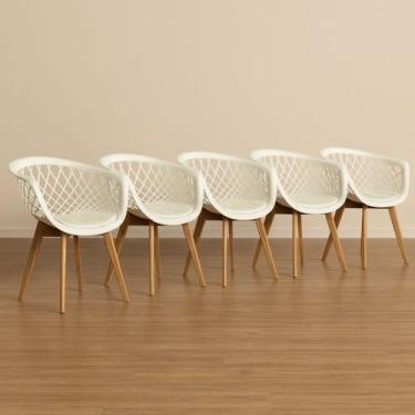 Imagem de Kit 5 Cadeira de Jantar Web com Assento Estofado - Geral, Branco, Bran