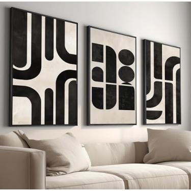 Imagem de Kit 3 Quadros Decorativos Com Moldura Tecido Canvas, Arte Para Quarto, Sala, Corredor, 60x90cm