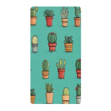 Imagem de Blueangle Lençol de berço padrão para berço infantil - Lençóis de algodão macio e respirável com estampa de cacto (372)