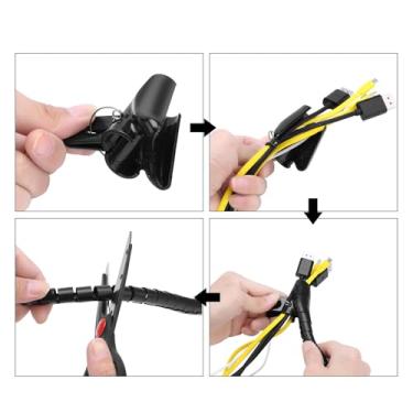 Imagem de Naroote Tubo Flexível de Envoltório Espiral para Organizador de Cabos para Uso Doméstico e de Escritório Com Solução Zip-up - Tubo de Armazenamento de Fio de 5 Pés para TV e Monitor de Computador