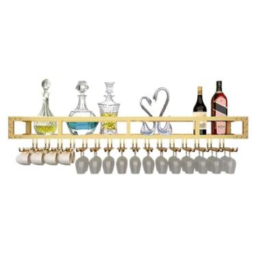 Imagem de Prateleiras para taças de vinho, suporte de taça de vinho para pendurar fácil de instalar 24 ~ 59/in, suporte para copos de vinho, economia de espaço com parafusos, prateleiras de exibição de vinho