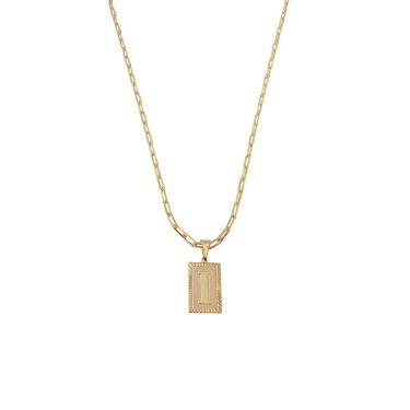 Imagem de Cordão 60Cm Masculino Feminino Pingente Letra I Banhado Ouro