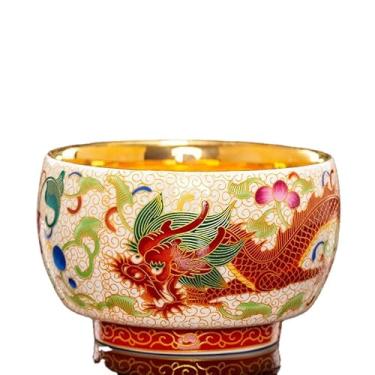 Imagem de Xícara de chá Dragon Phoenix com copo especial de ouro puro 24K, capacidade 133,2 g-L1