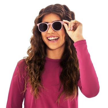 Imagem de Óculos de Sol Flexível Infantil + Case + Cordão Silicone Rosa Uv.Line-Feminino