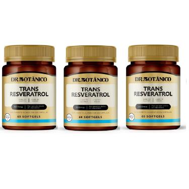 Imagem de KIT 03 TRANS RESVERATROL 600MG 60CAPS DR. BOTANICO