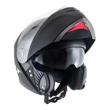 Imagem de Capacete Helt Hippo Glass Preto Fosco Escamoteavel C/oculos-Unissex