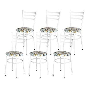 Imagem de 6 Cadeiras Epoxi Branca Para Cozinha Assento Floral Cor:floral Orquídea