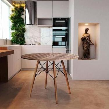 Imagem de Mesa de Jantar Eiffel 120cm Redonda Cozinha MDF TX Freijó
